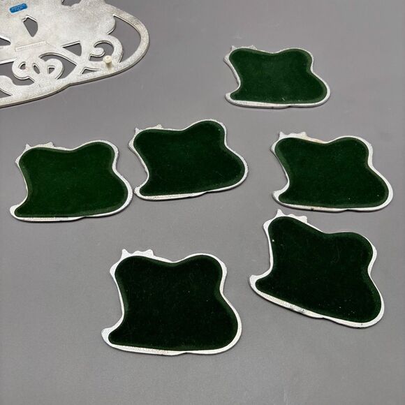 WM A Rogers Christmas Sleigh Trivet Coaster Set Silver Plated Enamel Holiday Lot - Picture 2 of 12